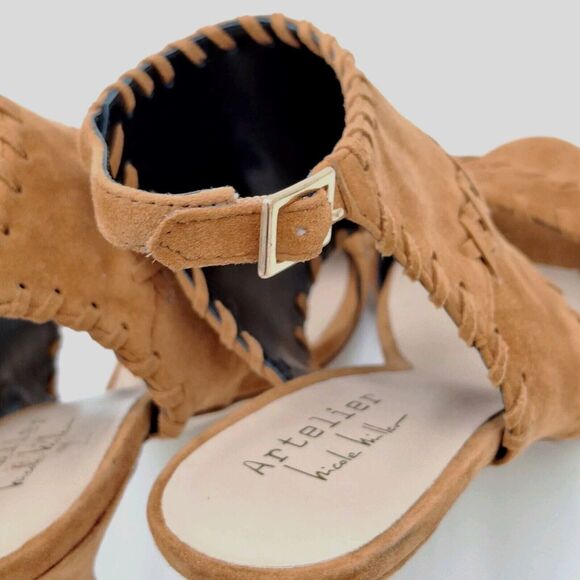 Artelier Nicole Miller Percy 7.5 M High Heel With Brown Suede Laced Accents - Picture 10 of 16